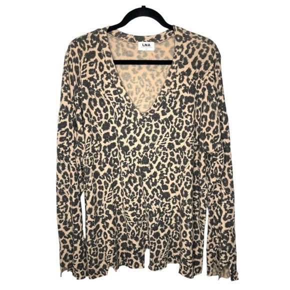 LNA Leopard Print Brushed Bitten Sweater - Picture 4 of 12